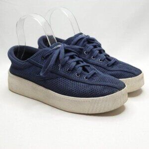 Tretorn Nylite Women's Size 8.5 Blue Perforated Suede Platform Casual Sneakers